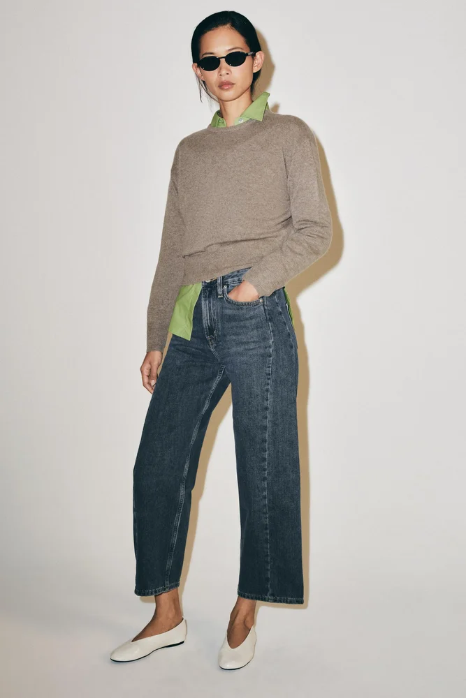 zara.com ZW COLLECTION MID-RISE RELAXED ANKLE JEANS
