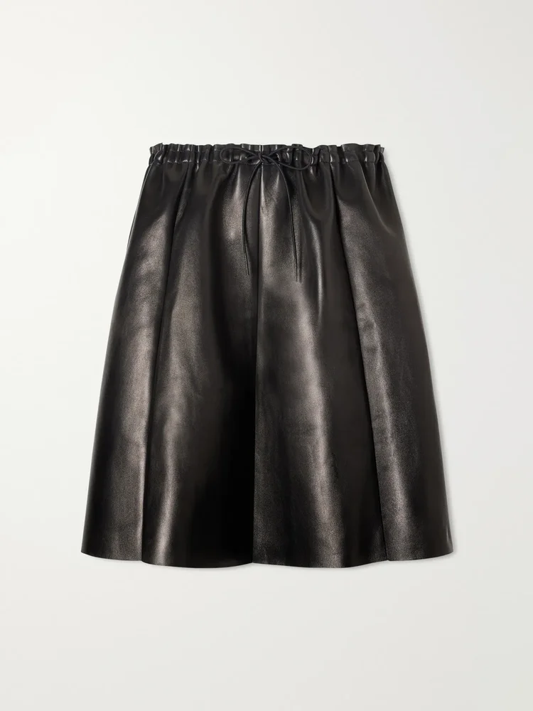Naomi paneled leather midi skirt