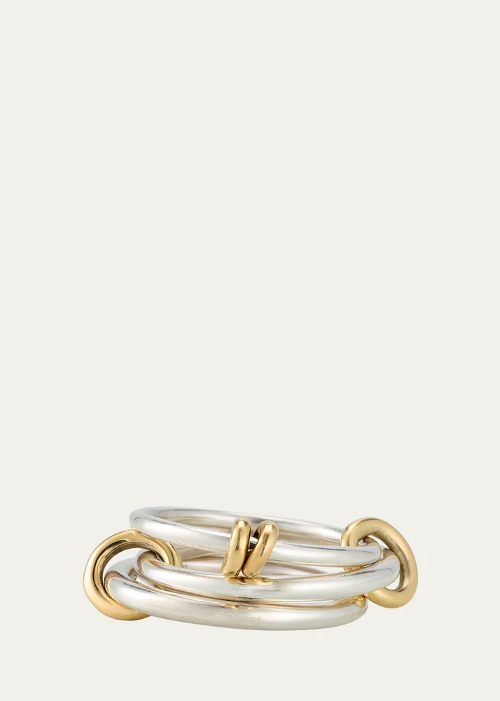 Raneth SG Gris Three Link Ring in Sterling Silver with Grey Diamond Accents
