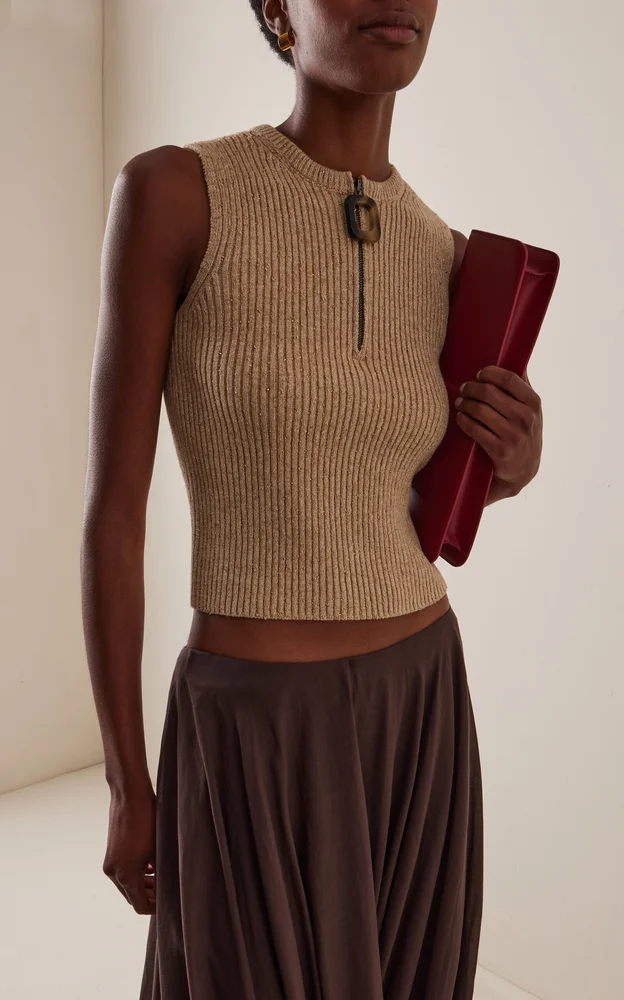 Zipped Cotton-Blend Tank Top