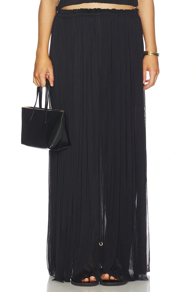 Silk Twill Asymmetric Long Skirt