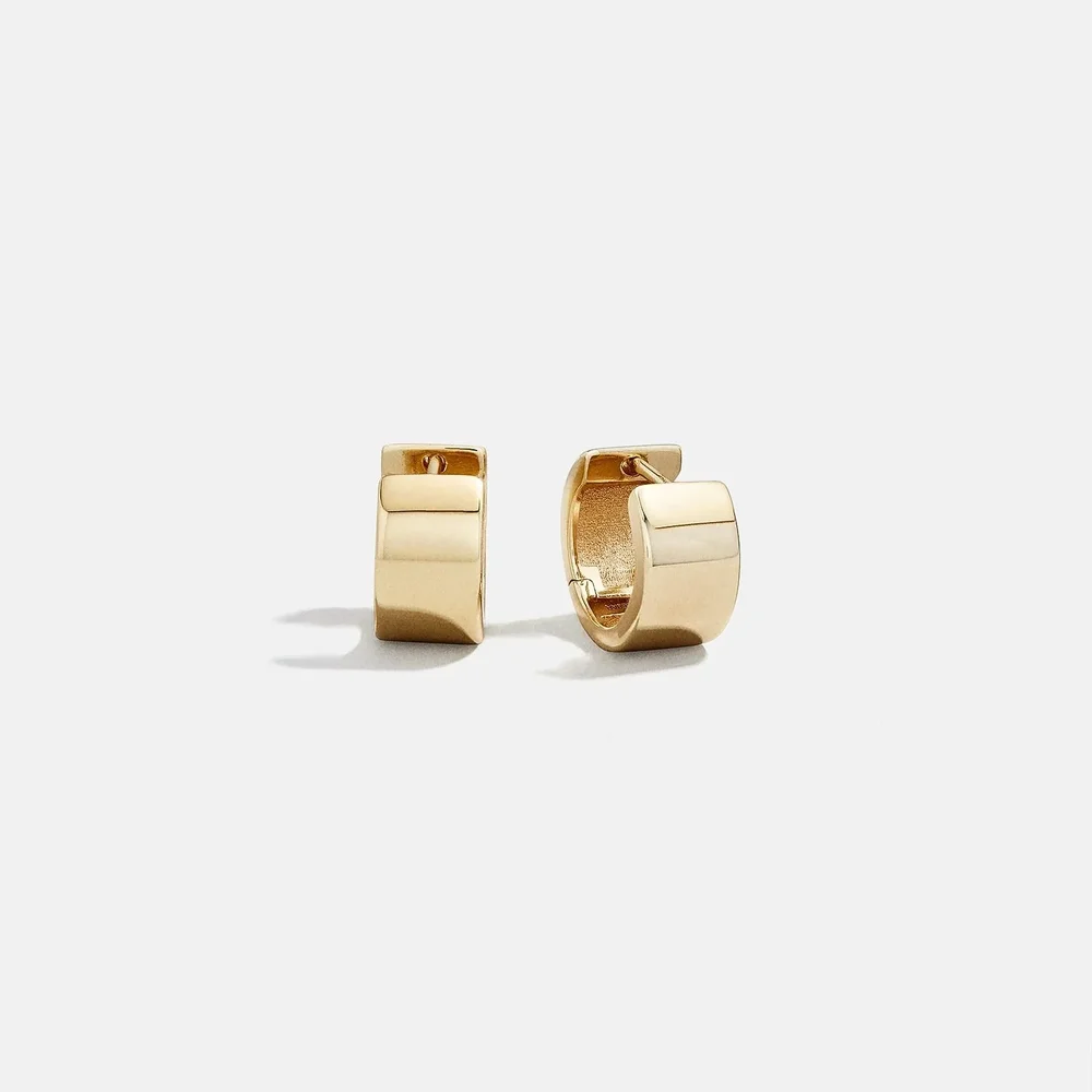 Tris 14K Gold Huggie Earrings - Gold