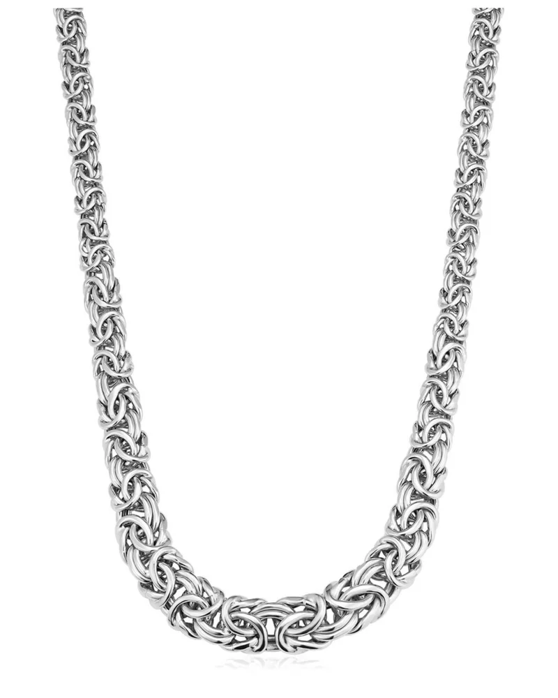 Sterling Silver Byzantine Artisan Graduated Necklace, 17"
