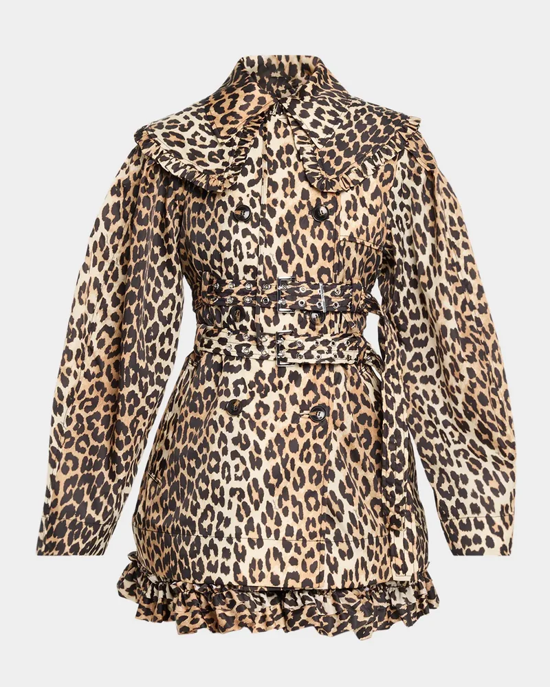 Leopard-Print Duchesse Satin Jacket
