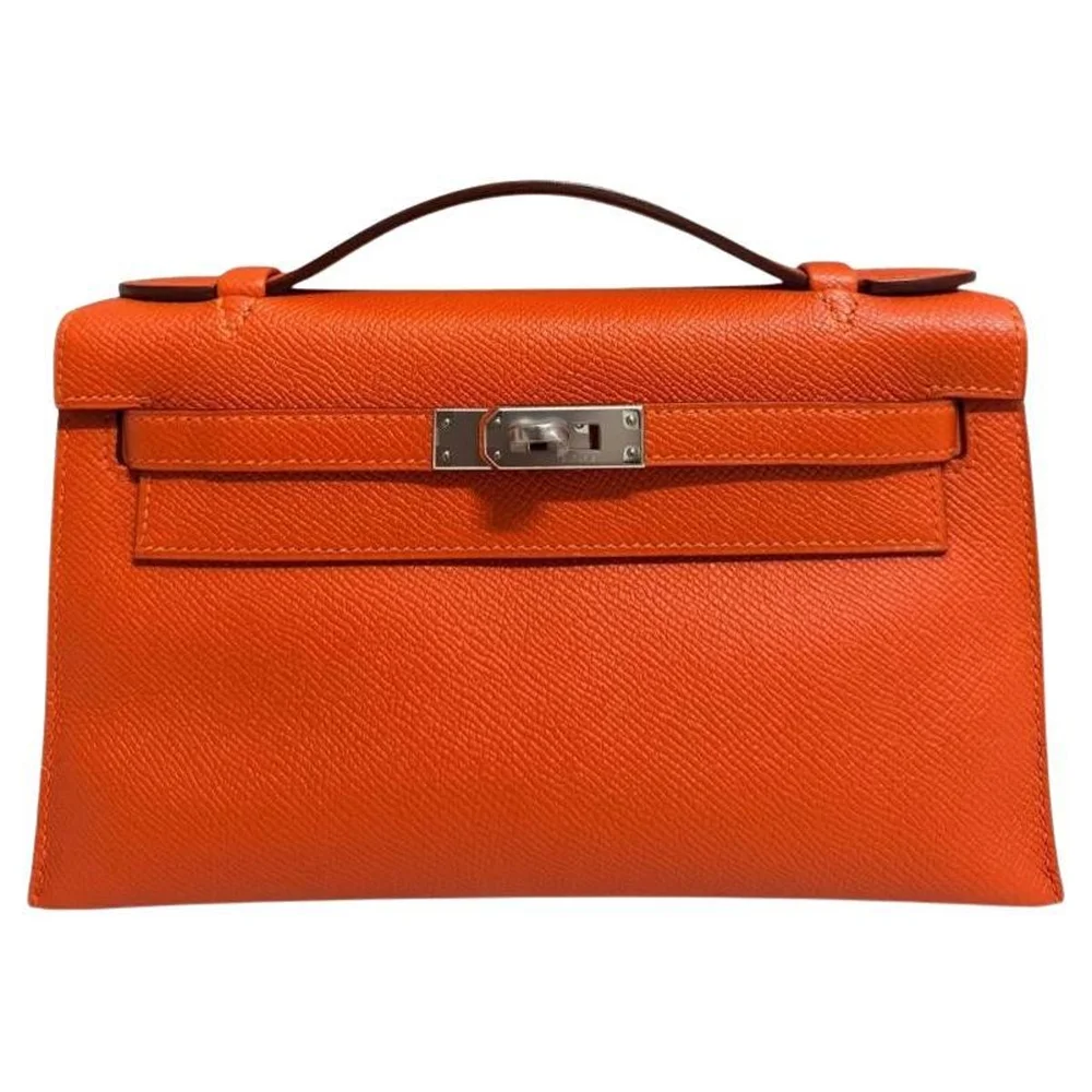 Pre-Owned Kelly Pochette Feu Orange Epsom with Palladium Hardware