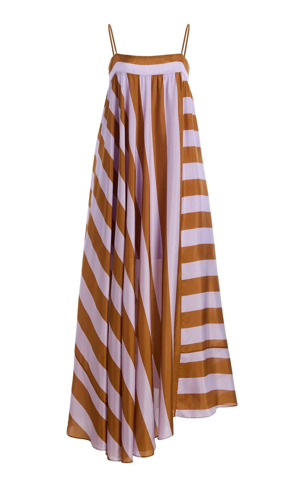 Indra Striped Silk Maxi Dress