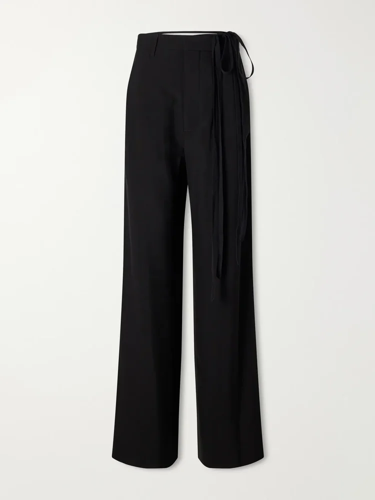 Anneke ribbon-detailed jersey wide-leg pants