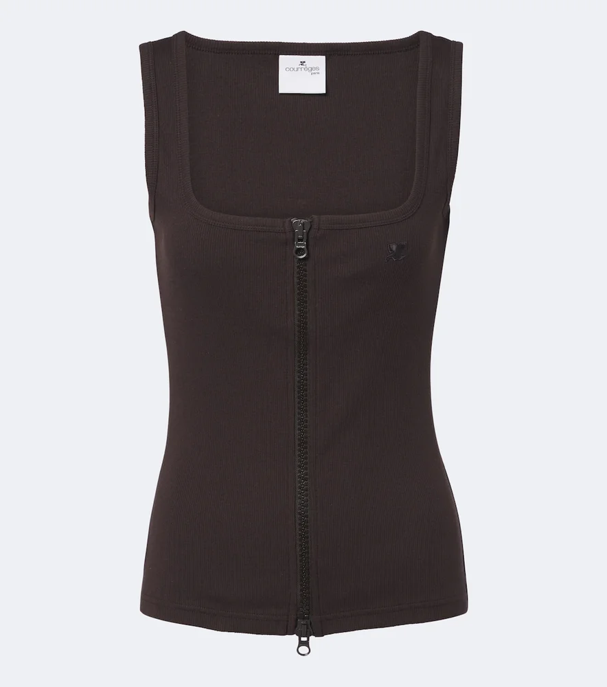 Zip-up cotton tank