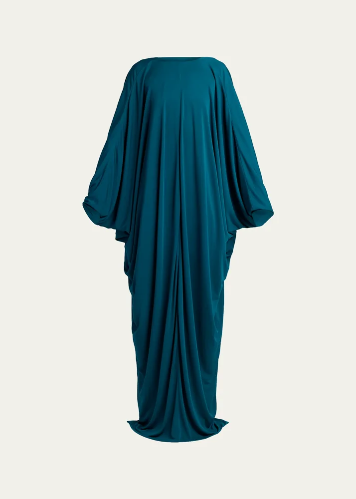 Draped Jersey High-Low Caftan Dress