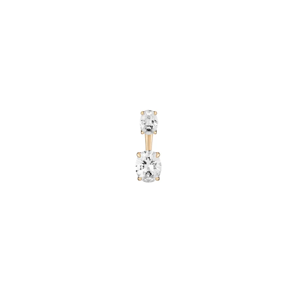Lab Grown White Sapphire Ear Jacket - Oval Bottom Stone