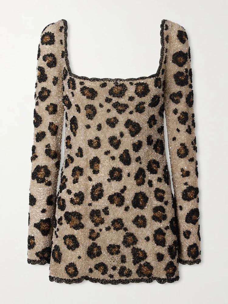 The Leo embellished sequined tulle mini dress
