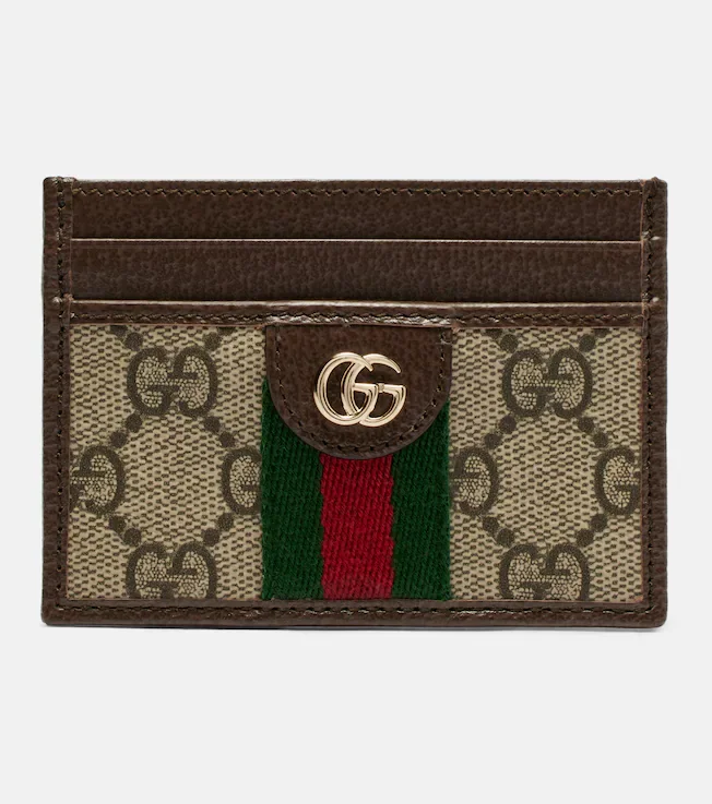 Ophidia leather-trimmed card holder