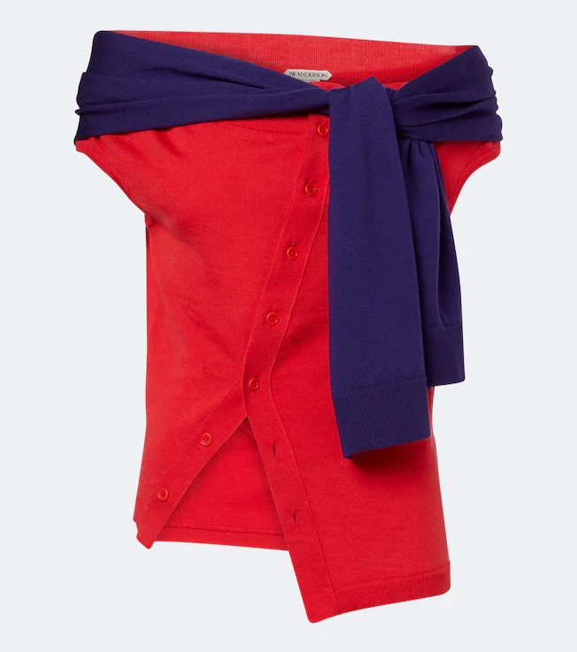 Layered off-shoulder wool top