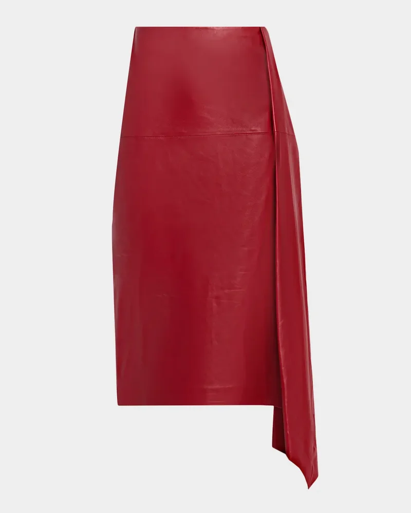 Scarf Pleat Leather Skirt