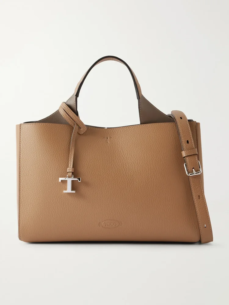 Mini textured-leather tote