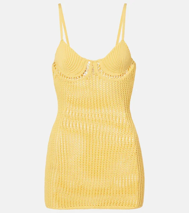 Crochet cotton-blend minidress