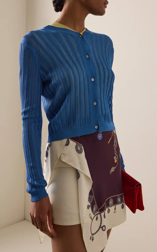 Knitted Mesh Ribbed Sweater