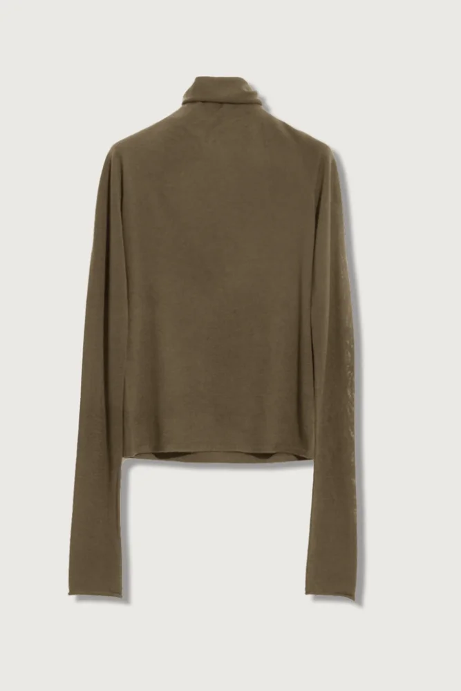 Seamless Second Skin Turtleneck Top Khaki