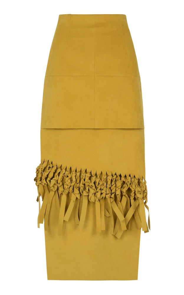 12 Square Faux Suede Midi Skirt