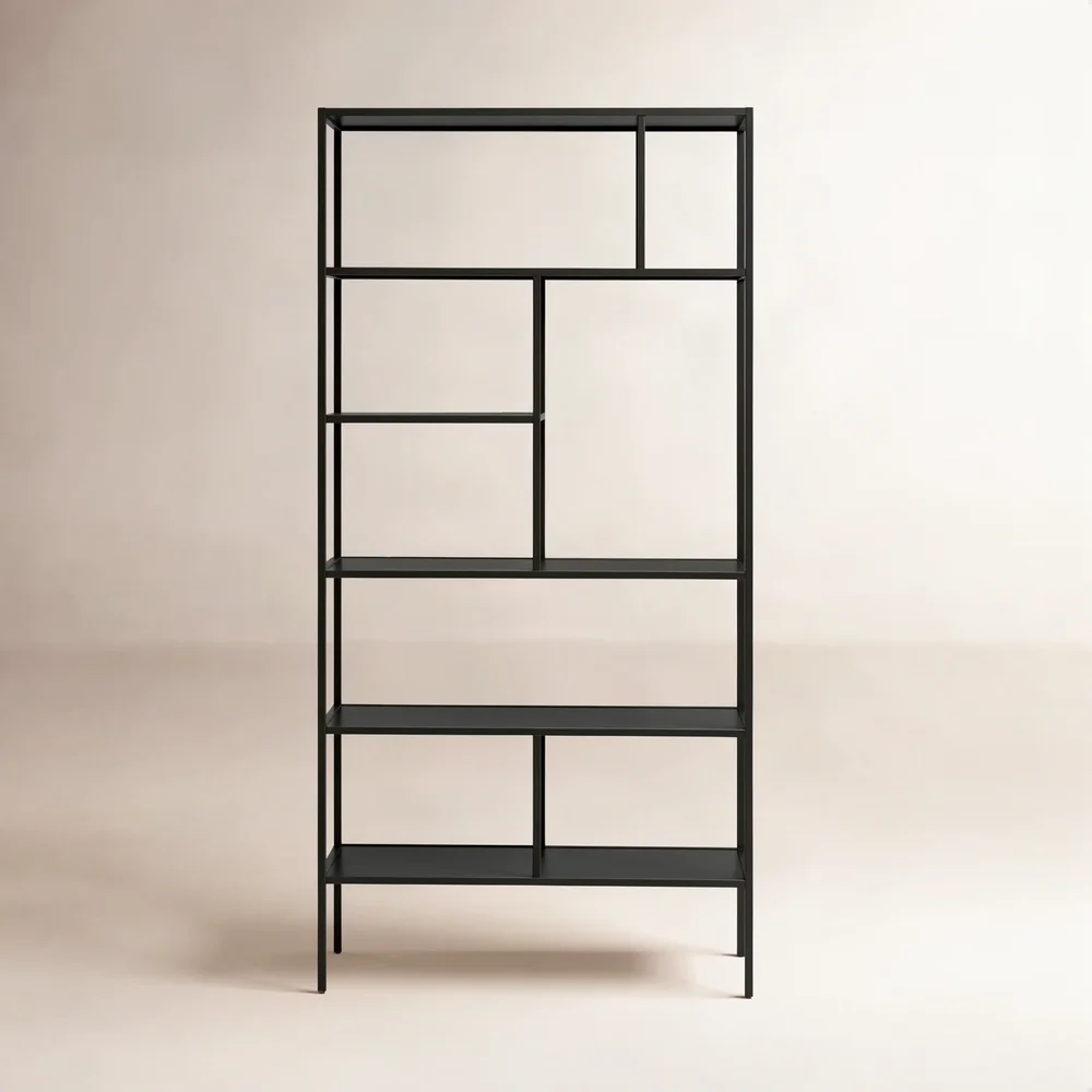 Level 72" H 5-Tier Steel Etagere Bookcase With Asymmetric Shelving