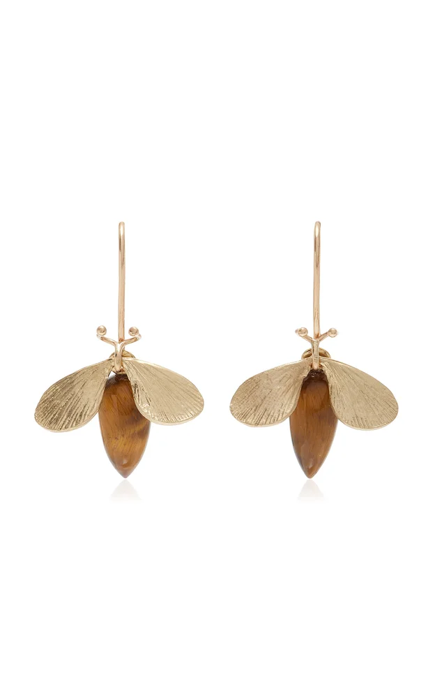 14K Gold Tiger's Eye Earrings