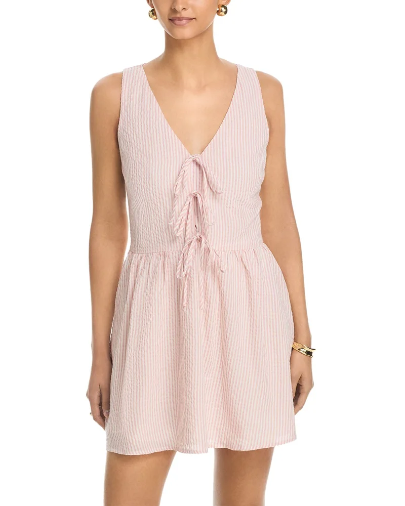 Stripe Poplin Front Tie Mini Dress - Exclusive