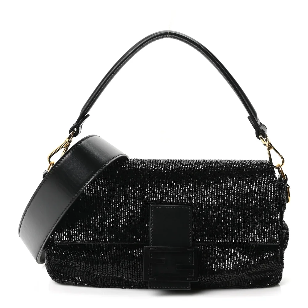 Pre-Owned Beaded Baguette Black