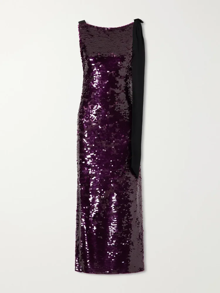 Sequin-embellished knitted gown