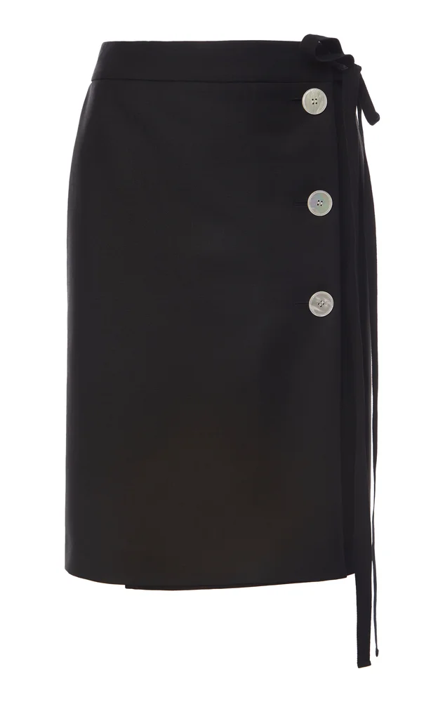 Button-Embellished Mohair-Blend Skirt