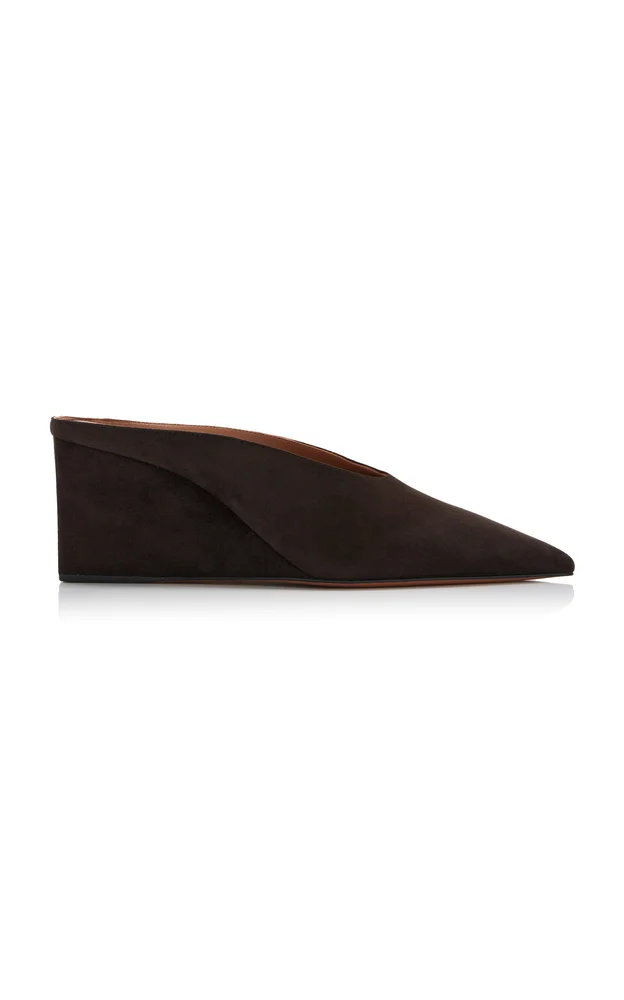 Cube Suede Wedge Mules