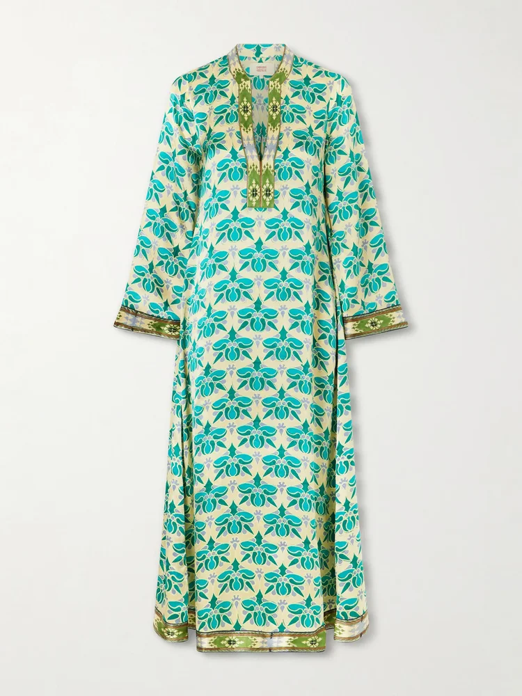 Jenna Jewelry Mare printed silk-satin midi dress