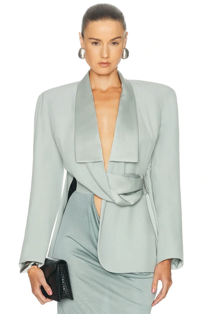 Satin Draped Blazer