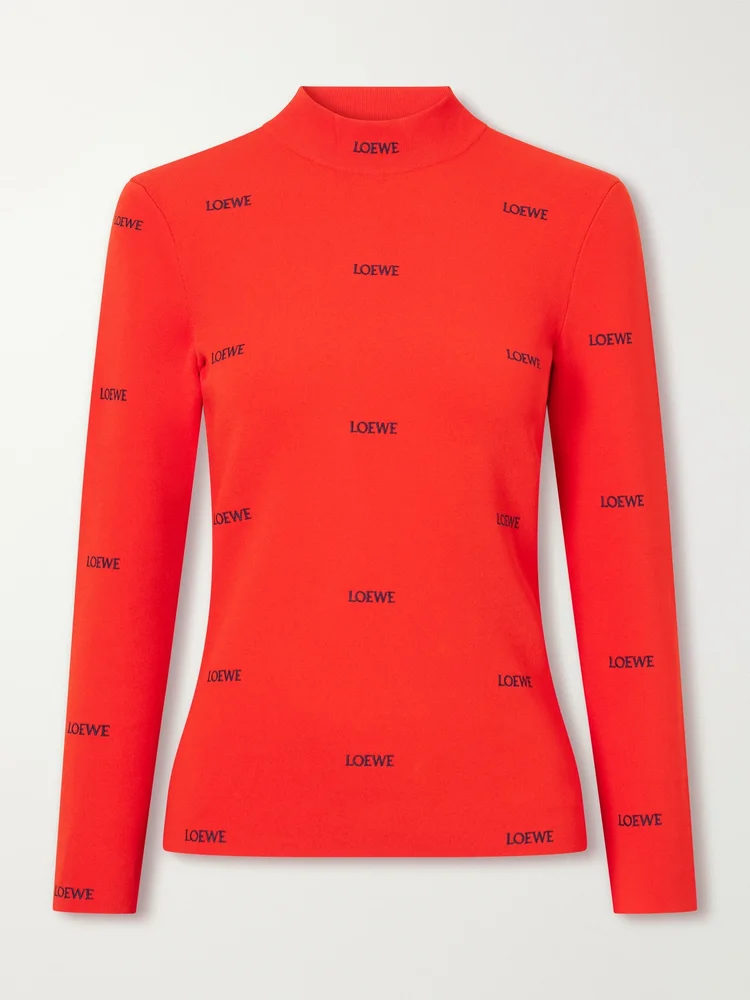 Logo-embroidered ribbed-knit turtleneck sweater
