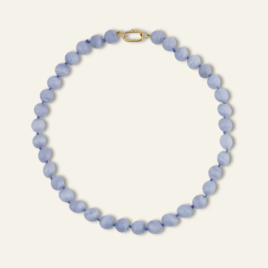 Blue Lace Agate Knotted Gemstone Necklace
