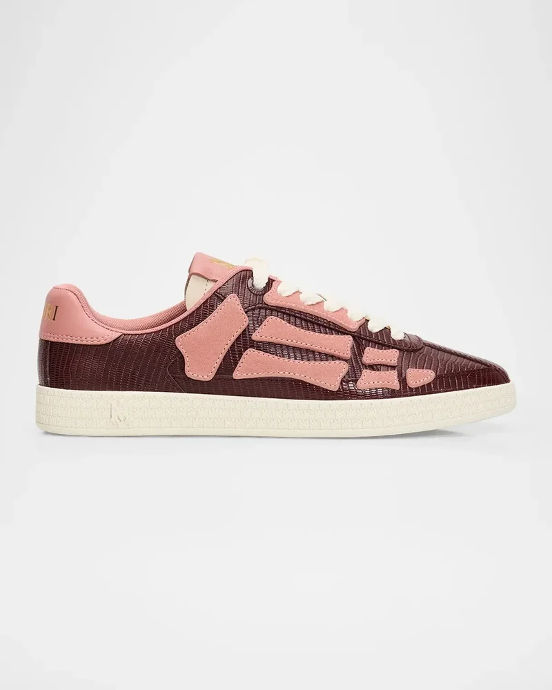 Lizard-Embossed Leather Pacific Bones Sneakers