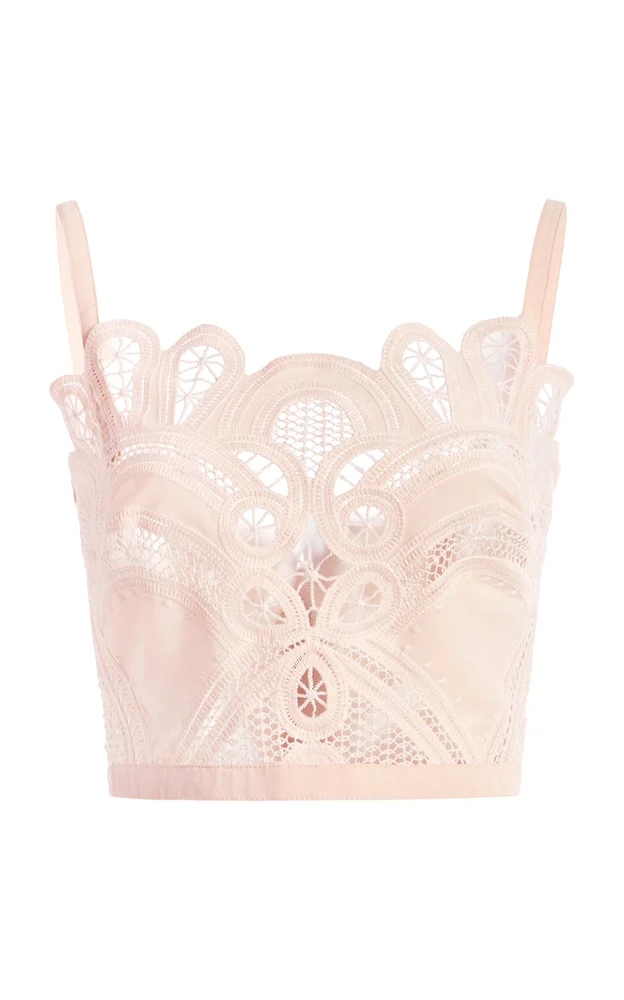 Embroidered Eyelet Crop Top