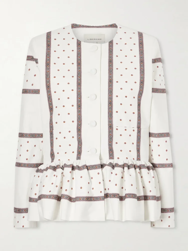 Printed peplum cotton jacket