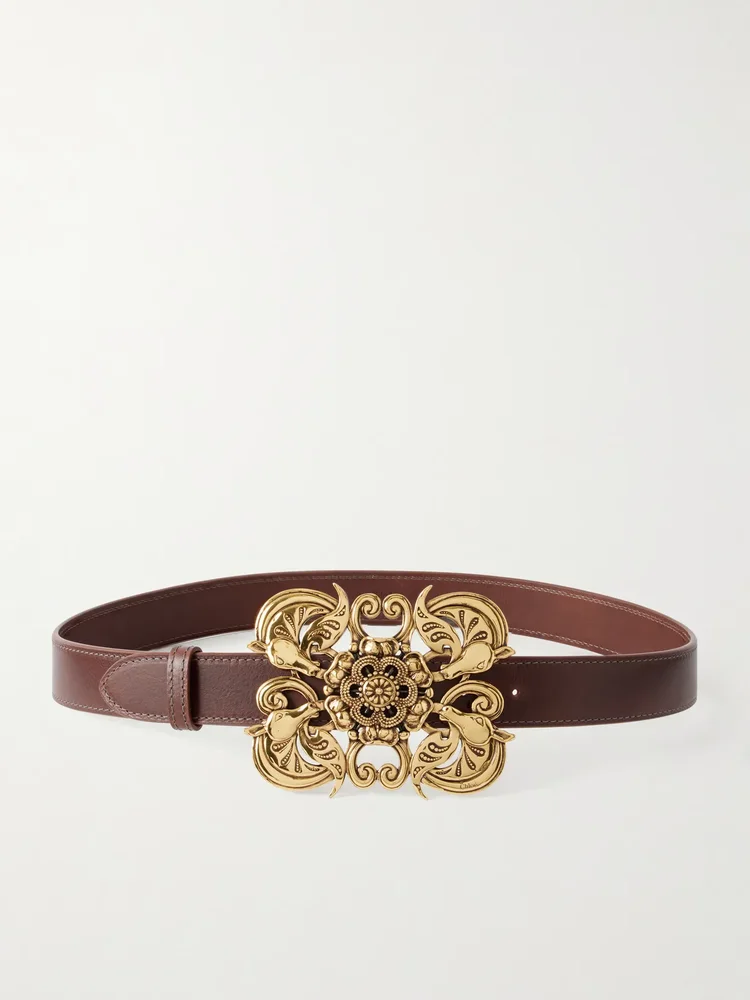 Modern Talisman embellished leather belt