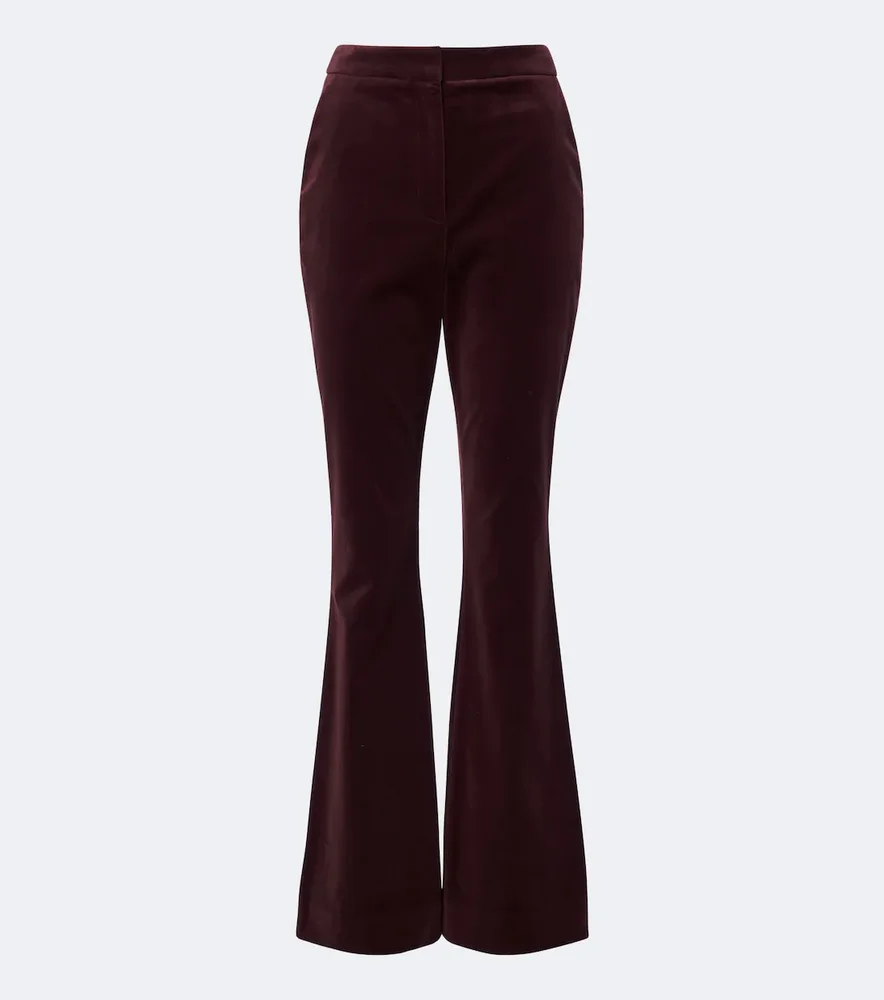 Gracie cotton-blend velvet flared pants