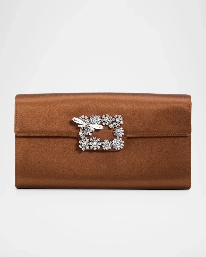 Efflorescence Rhinestone Buckle Satin Clutch Bag
