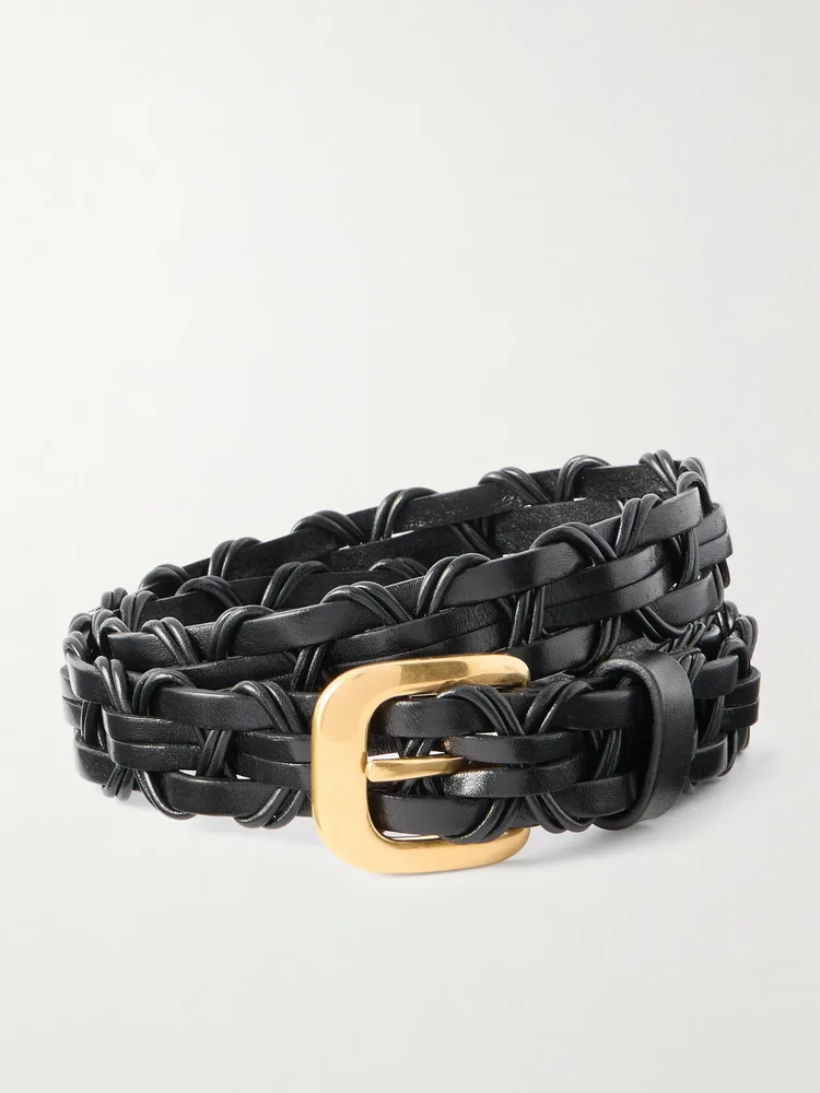 Cord woven leather belt