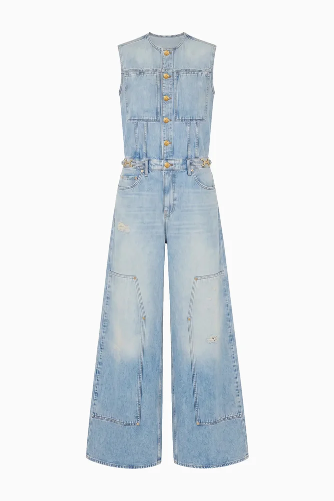 Ulla Johnson The Esme Denim Jumpsuit Distressed Danube
