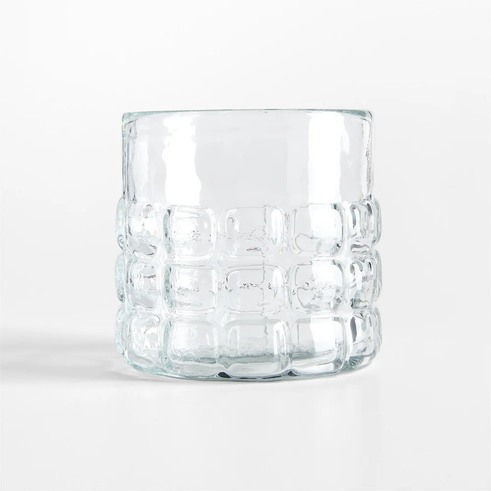 Squared Textured Small Glass Hurricane