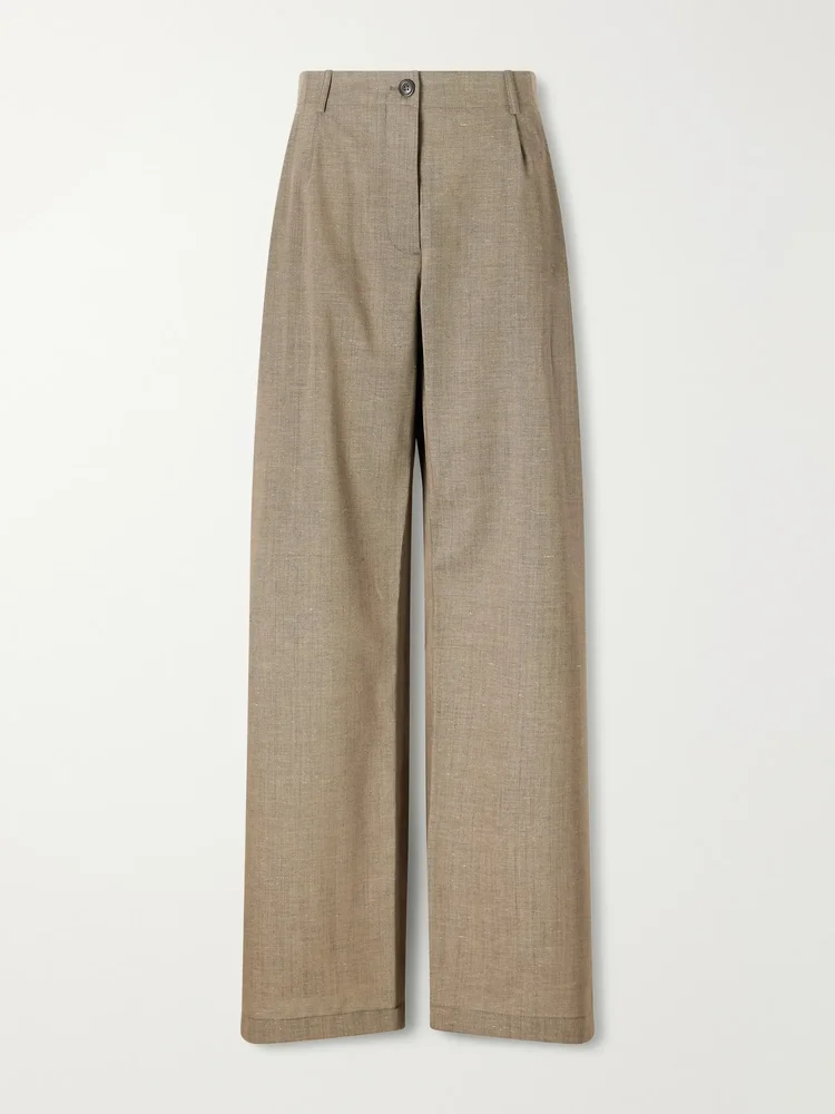 Wool-blend wide-leg pants