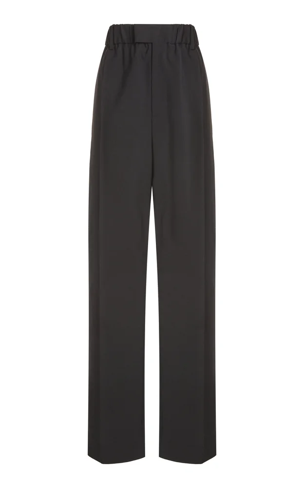 Tailored Wool Twill Straight-Leg Pants