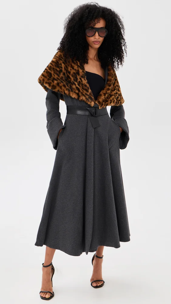 Shawl Collar Peplum Coat