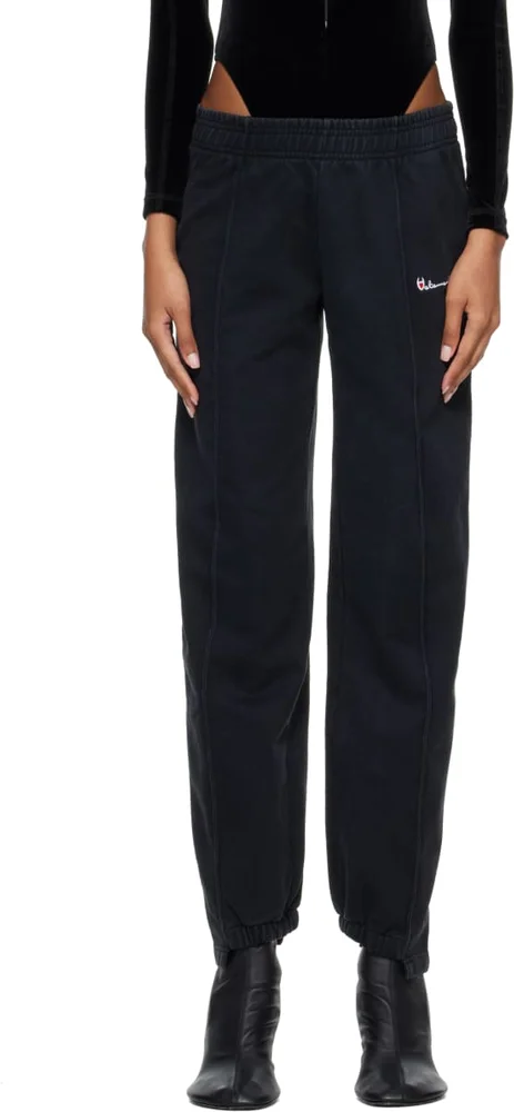 Black Athletic Logo Cut-Up Sweatpants