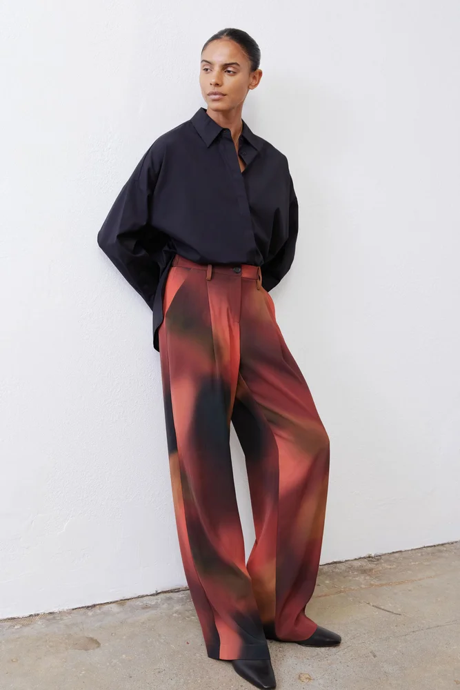 Clean Pleat Wide Leg Pants, Autumn Haze
