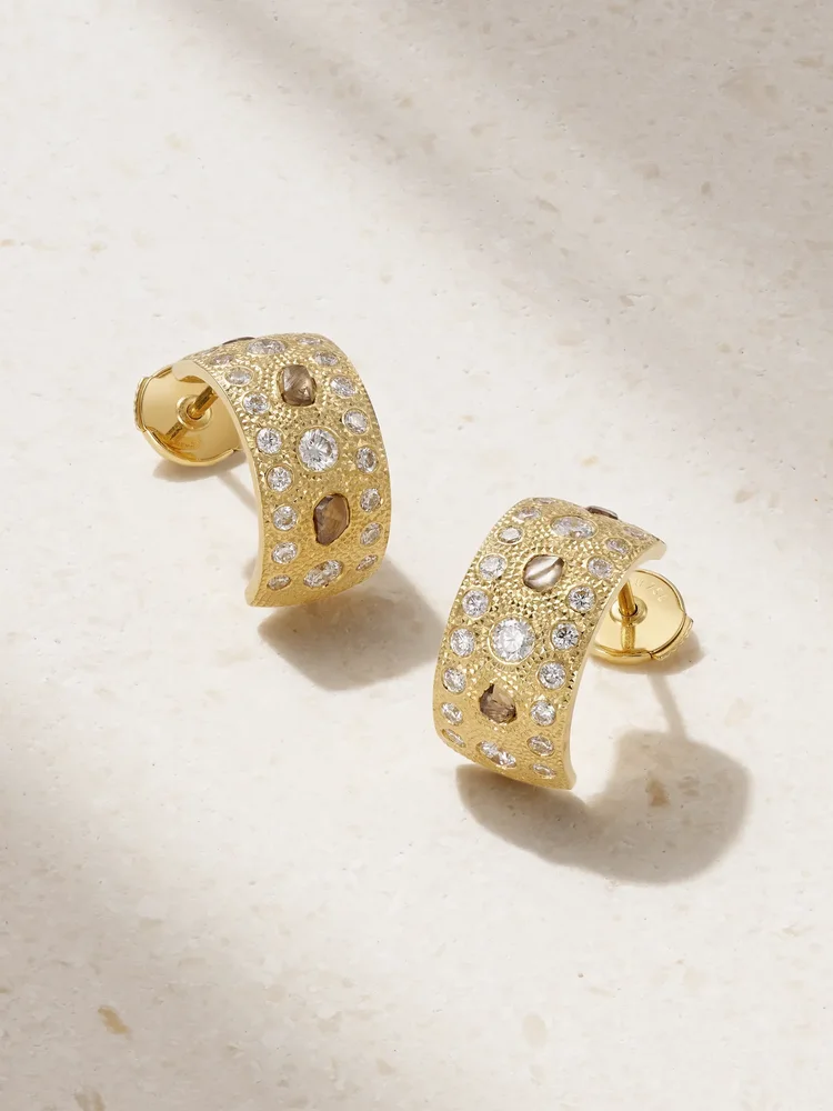 Talisman 18-karat gold diamond hoop earrings