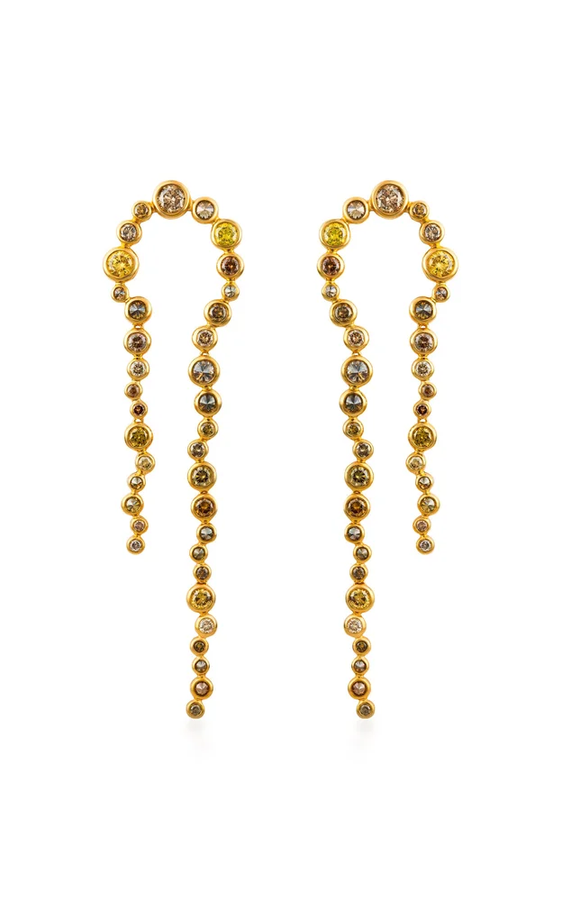 Fancy Color Diamond Lasso Curved Earrings